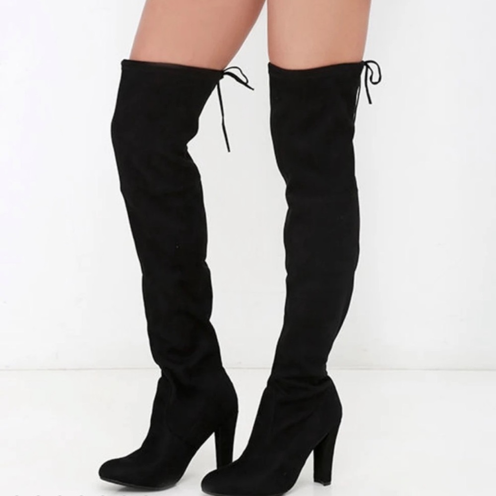 Steve Madden Black Gorgeous Over the Knee Suede Boots